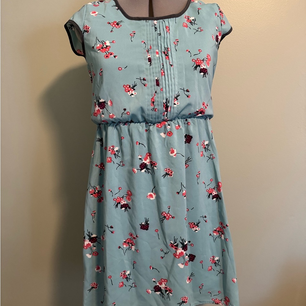 Xhilaration Teal and Pink Floral Dress